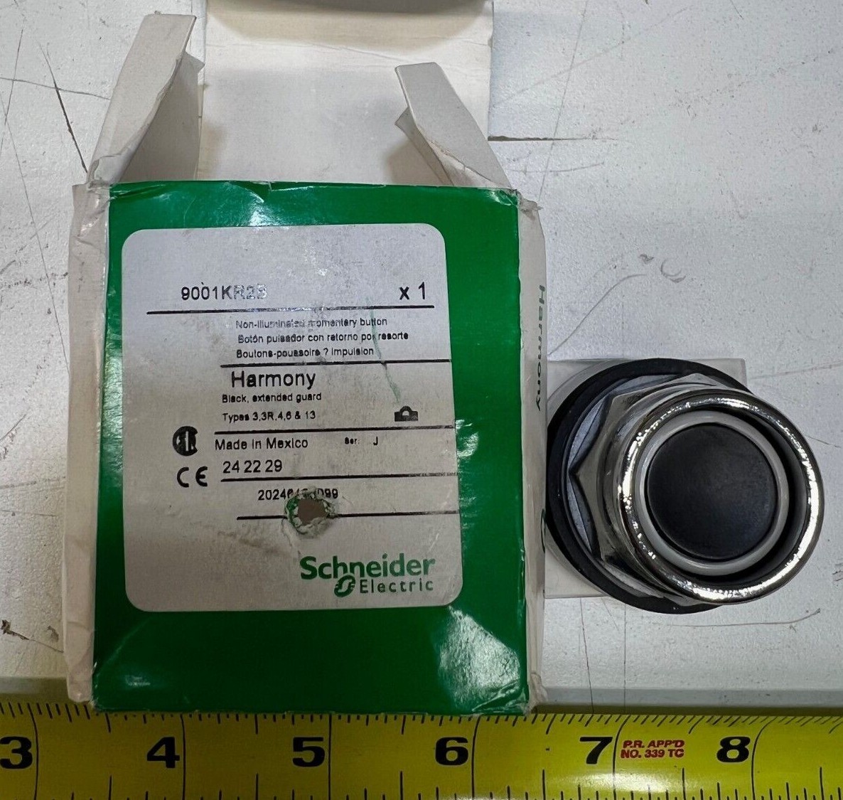 30mm Black Push Button 55WR12 13/4 Momentary Action Chrome Plated Metal 10A 600V