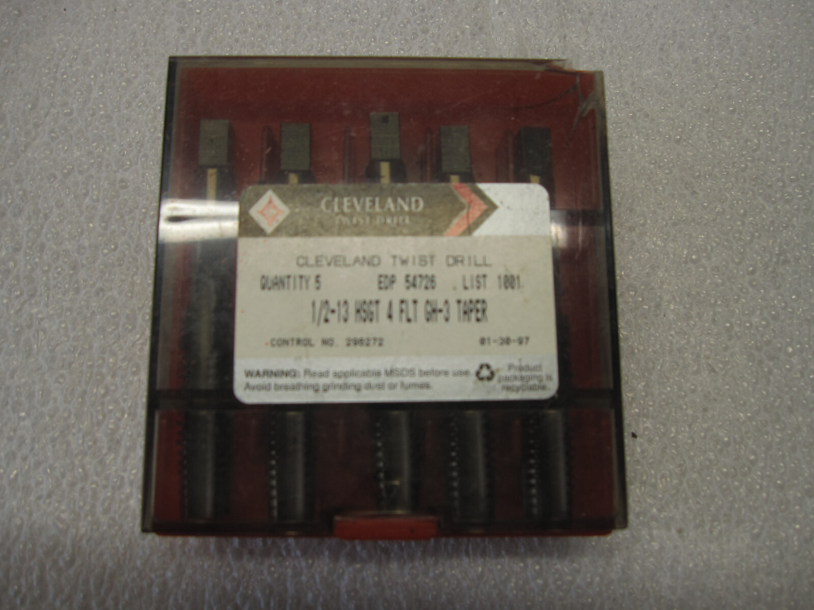(5) CLEVELAND® – 1/2″-13 HSS 4 Flute Bright Finish H3 UNC, Taper Hand Tap