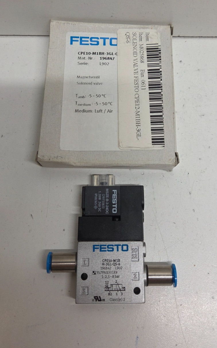 NEW IN BOX! FESTO 24V SOLENOID VALVE 196847 CPE10-M1BH-3GL-QS-6