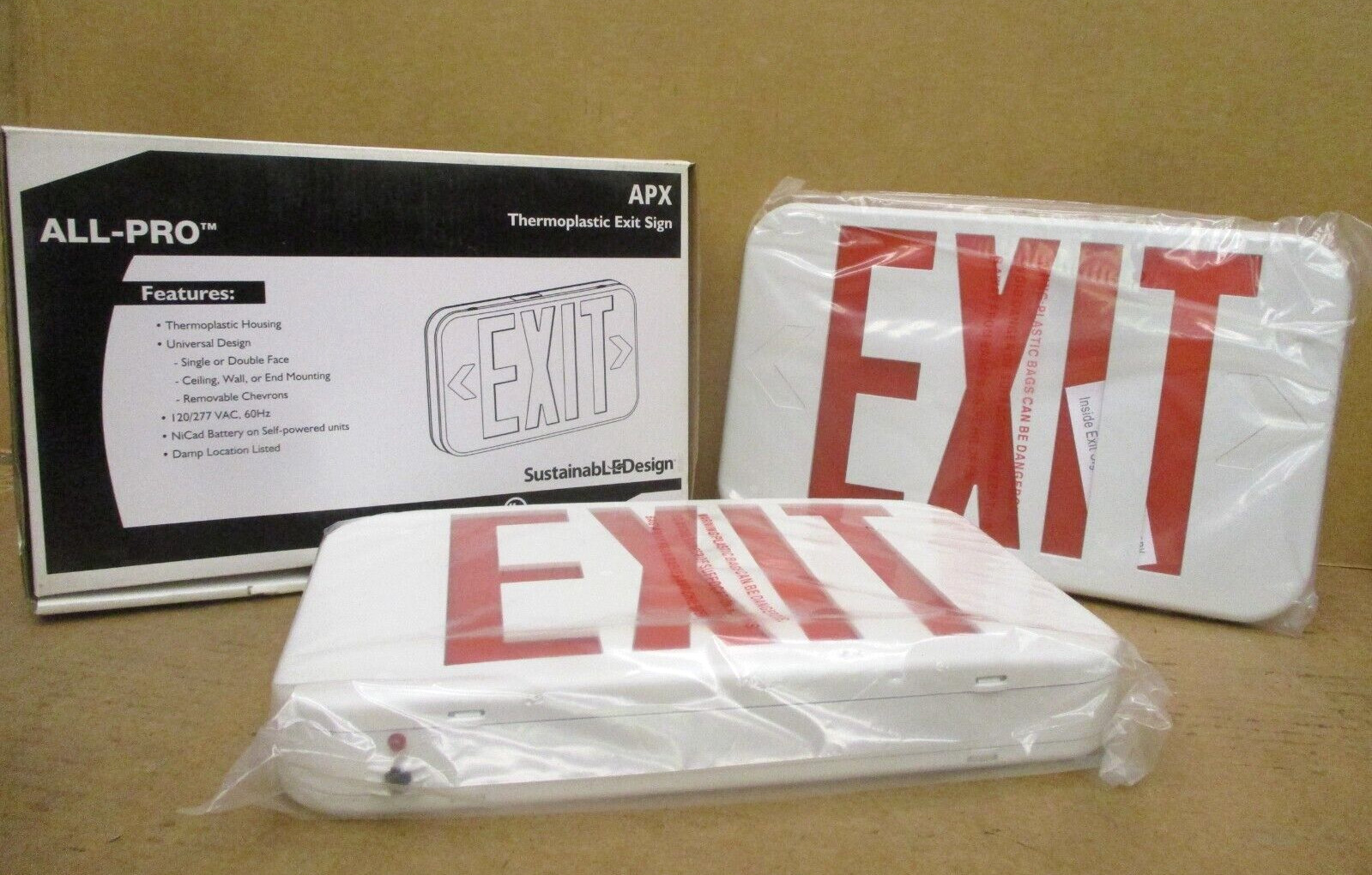 Cooper Lighting APX7R Thermoplastic LED Exit w/ Lamps Included 49870HM