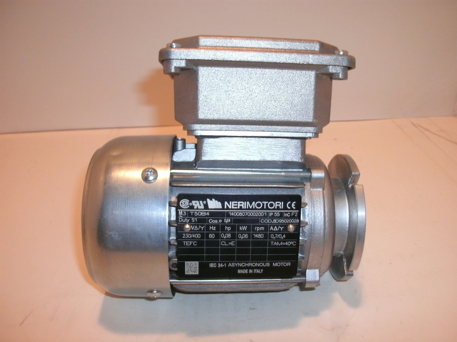 NERIMOTORI T50B4 STANDARD MOTOR 1480 RPM V/Y 230/400 0.08 HP 0.06 KW NEW NO BOX