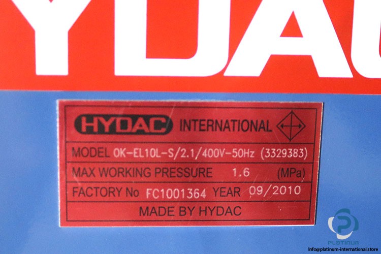 HYDAC OK-EL10L-S/2.1/400V-50HZ COOLING SYSTEM ABB MOTOR_400 V AC, 50 Hz_3 phase