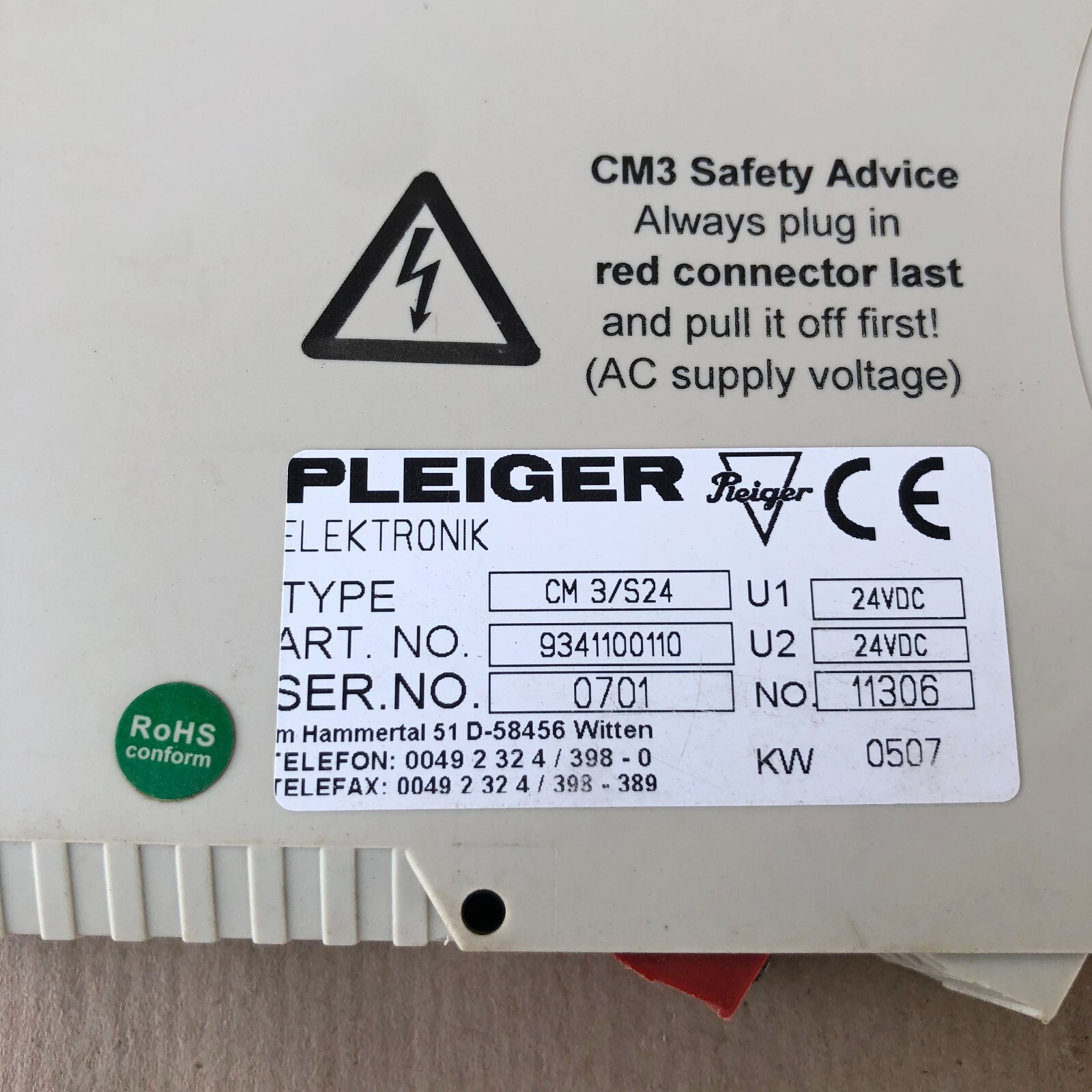 Pleiger CM3/S24 Control Module 9341100110