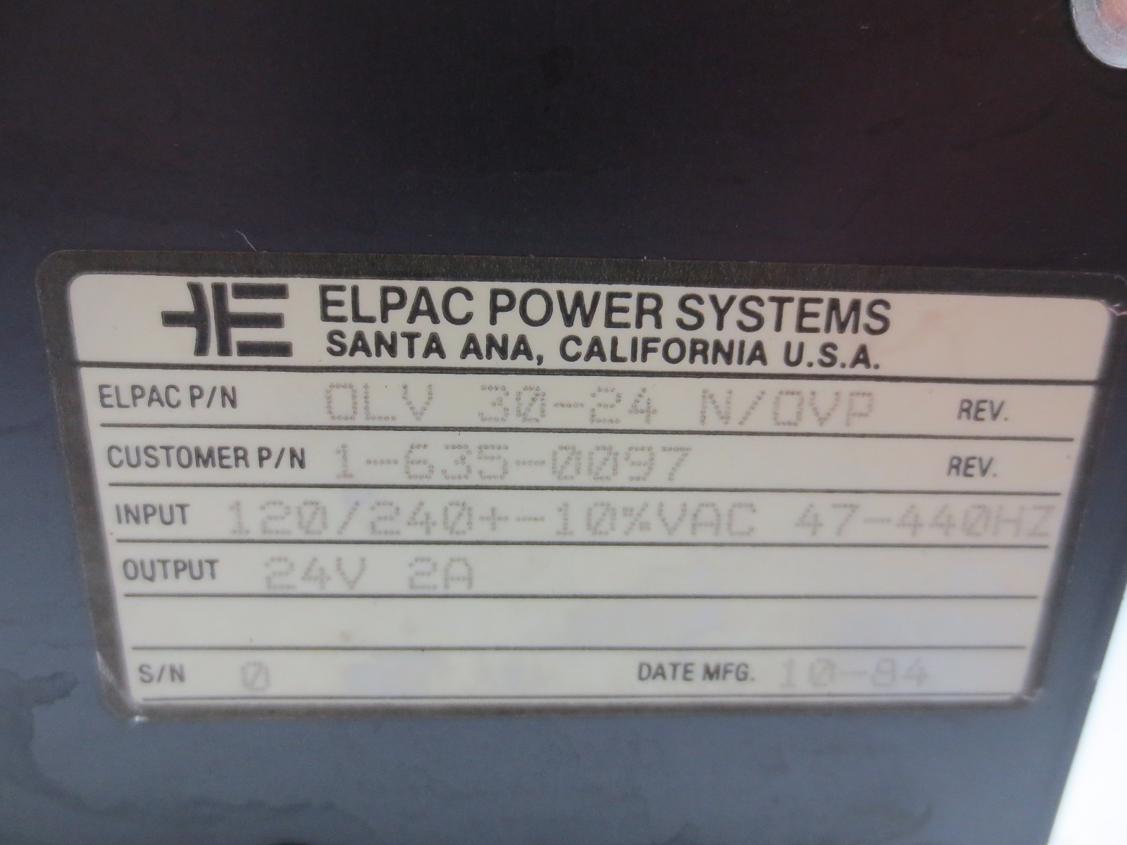 ELPAC POWER SYSTEMS POWER UNIT OLV 30-24 N/OVP 1-635-0097