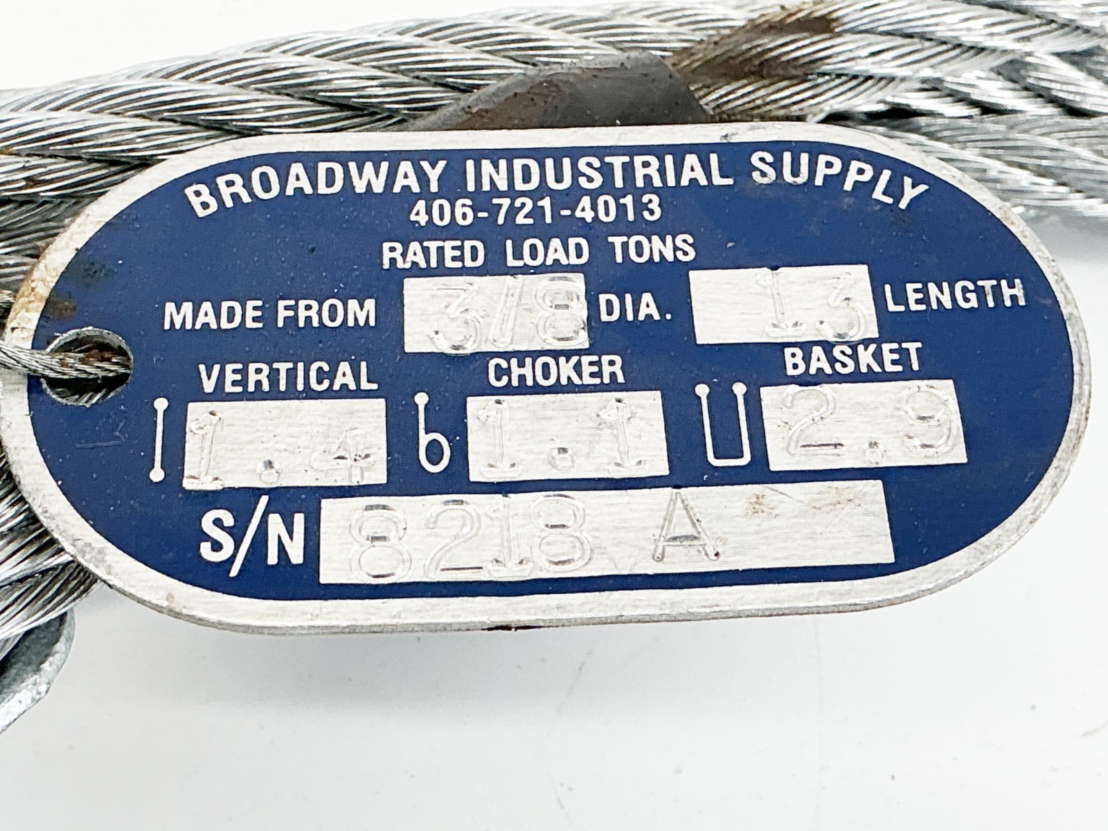 New Broadway Industrial Supply Stretch Cable With Wedge Eyelets 3/8″DIA 13′ Leng