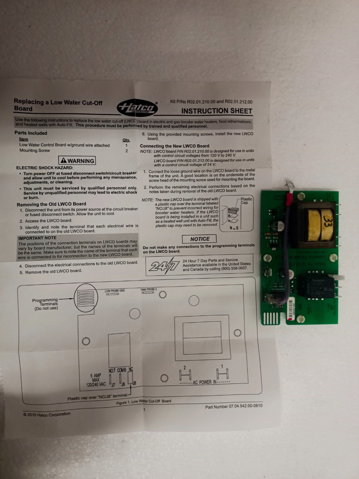Hatco 02.01.210 Low Water Cut-off Board 120/240 VAC