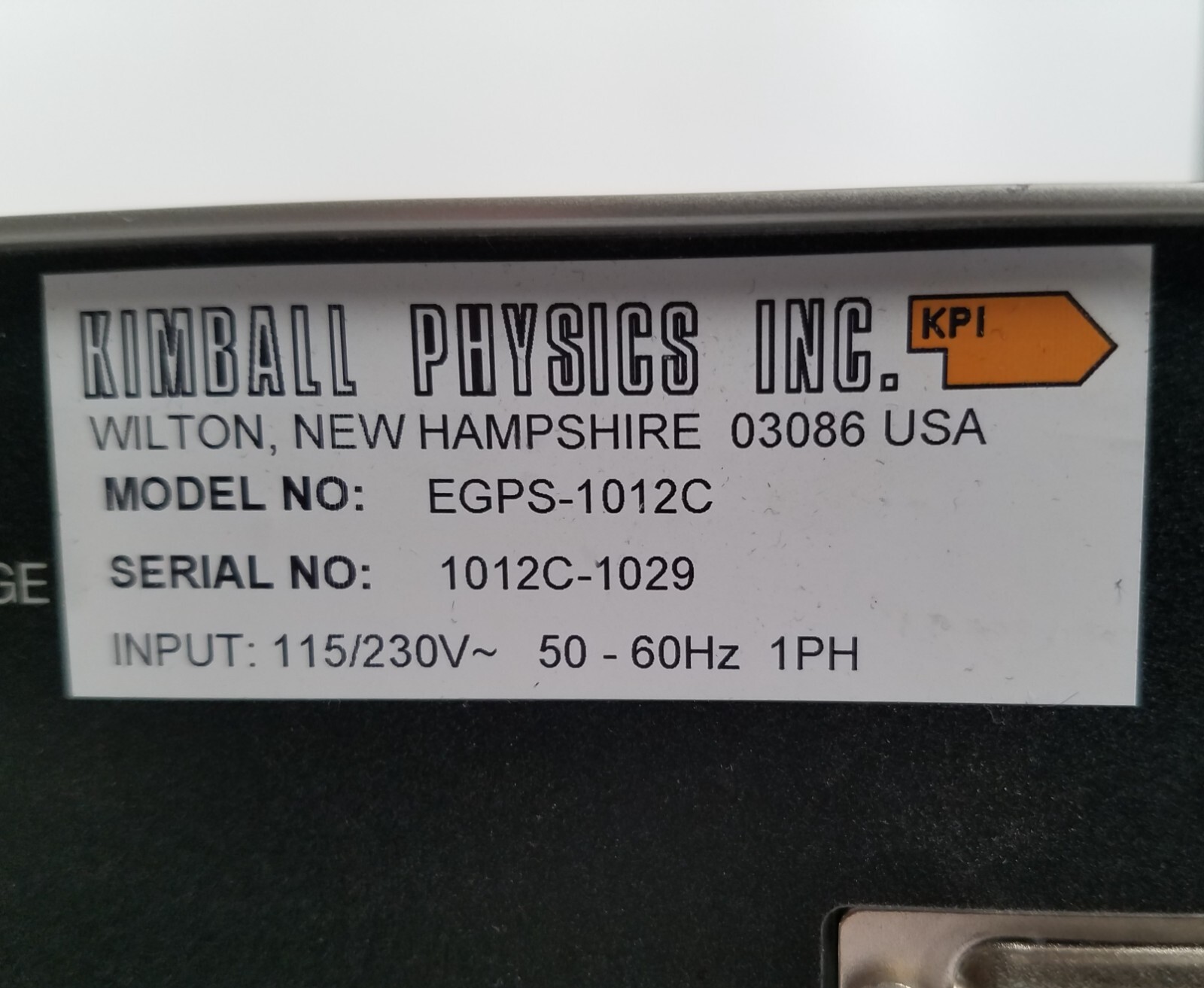 KPI Kimball Physics EGPS-101C UHV Low Energy Electron Gun Power Supply