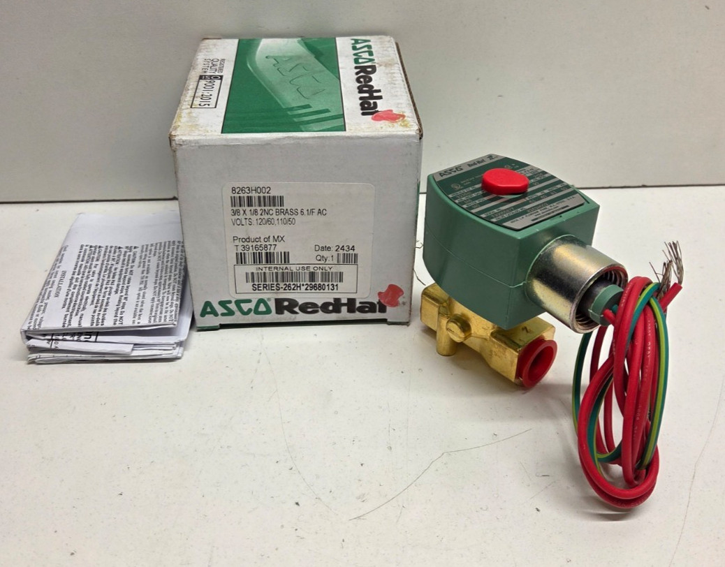 NEW IN BOX! ASCO 120V 3/8″ 2NC BRASS SOLENOID VALVE 8263H002