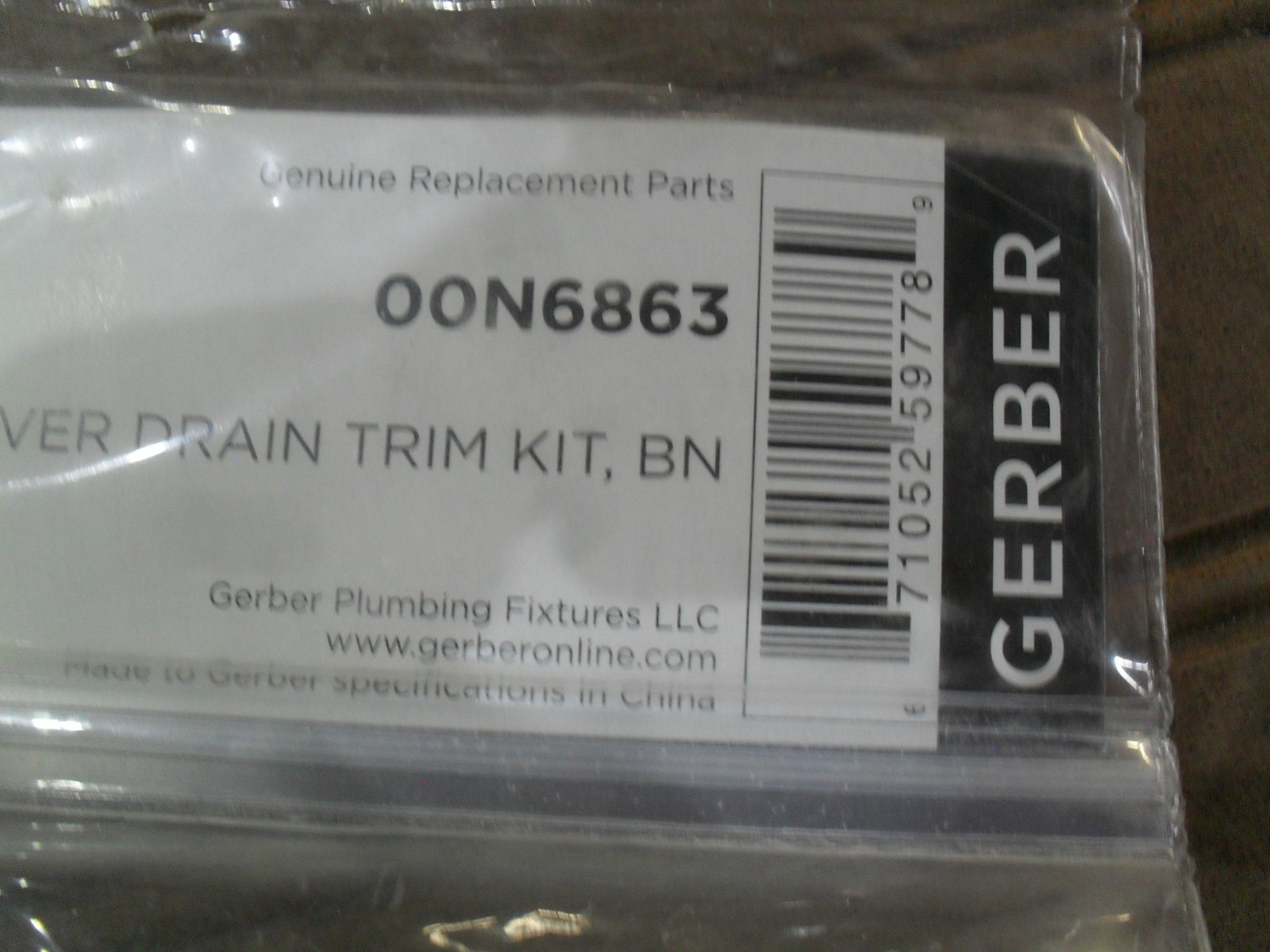 Gerber 00N6863 Trip lever Drain trim kit Brushed nickel S2
