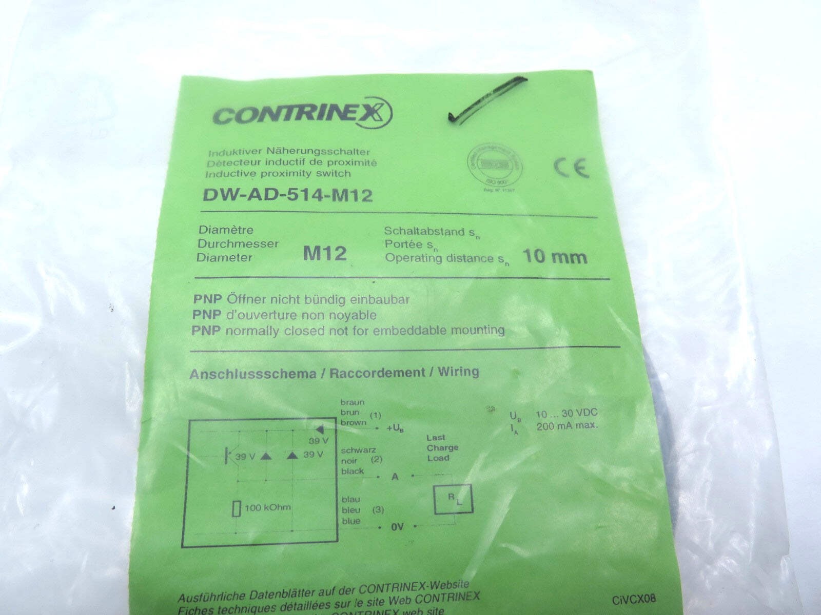 Contrinex DW-AD-514-M12 Inductive Proximity Switch