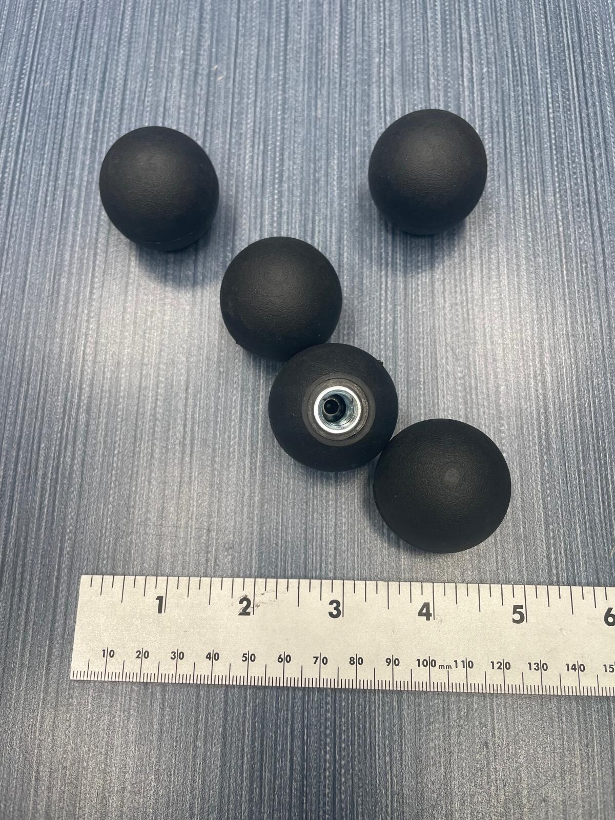 Lot of 5 x 1-3/8″ Soft Ball Knob 3/8-16 Steel Zinc Insert Soft Touch Handle