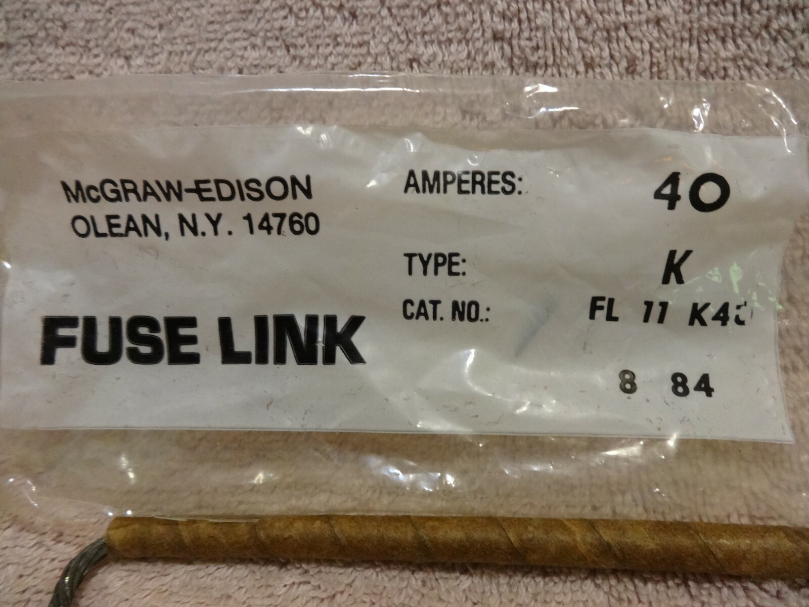McGRAW-EDISON, COOPER FUSE LINK 40 AMP TYPE “K”,# FL 11 K40 Lot of 2