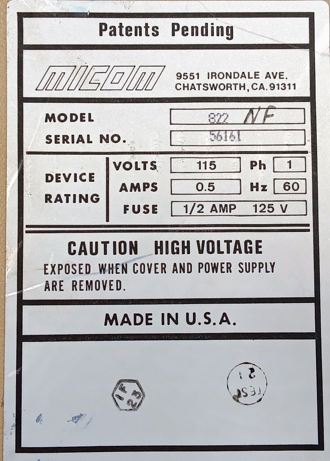 Micom Micro800/2 Data Concentrator Patents Pending 822