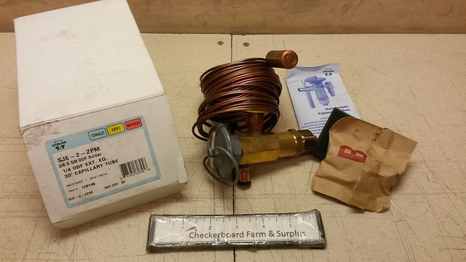 NOS Sporlan Thermal Expansion Valve 3×5 ODF 30′ R12 R134a R401a SJE-2-ZPM 129146