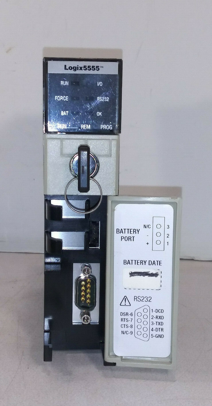 1 USED ALLEN-BRADLEY 1756-L55/A PROCESSOR UNIT W/ KEY & 1756-M13/A MEMORY EXP.