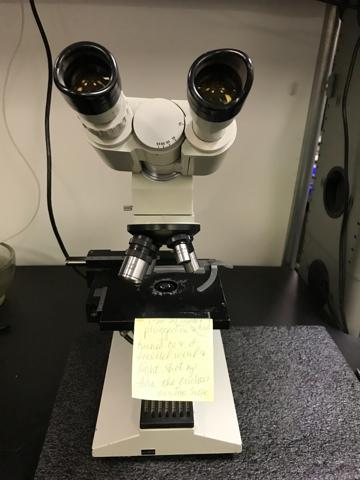 AUS JENA M290906 Research Binocular Microscope with X.Y Stage