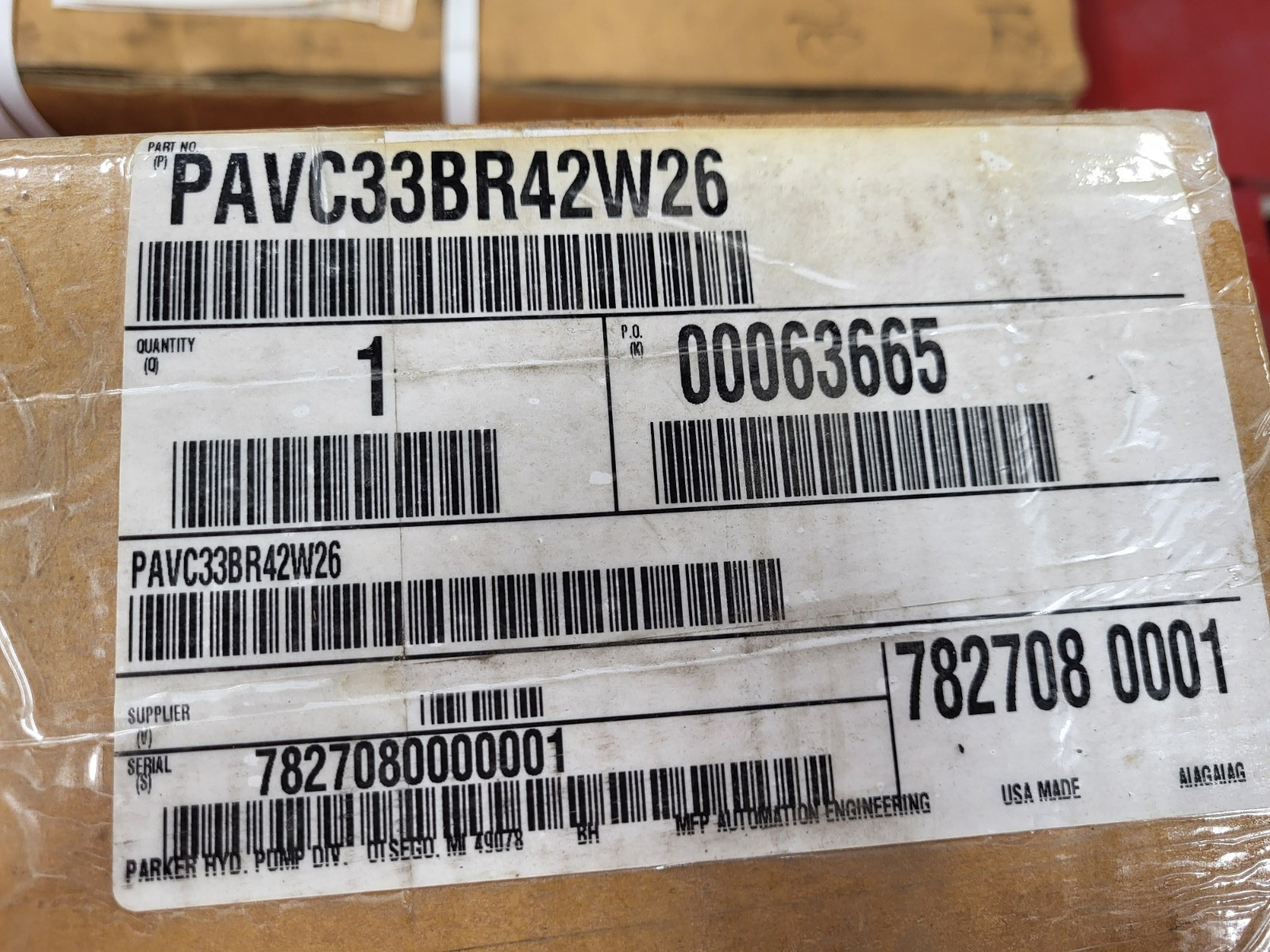 Parker PAVC33BR42W26 Hydraulic Piston Pump