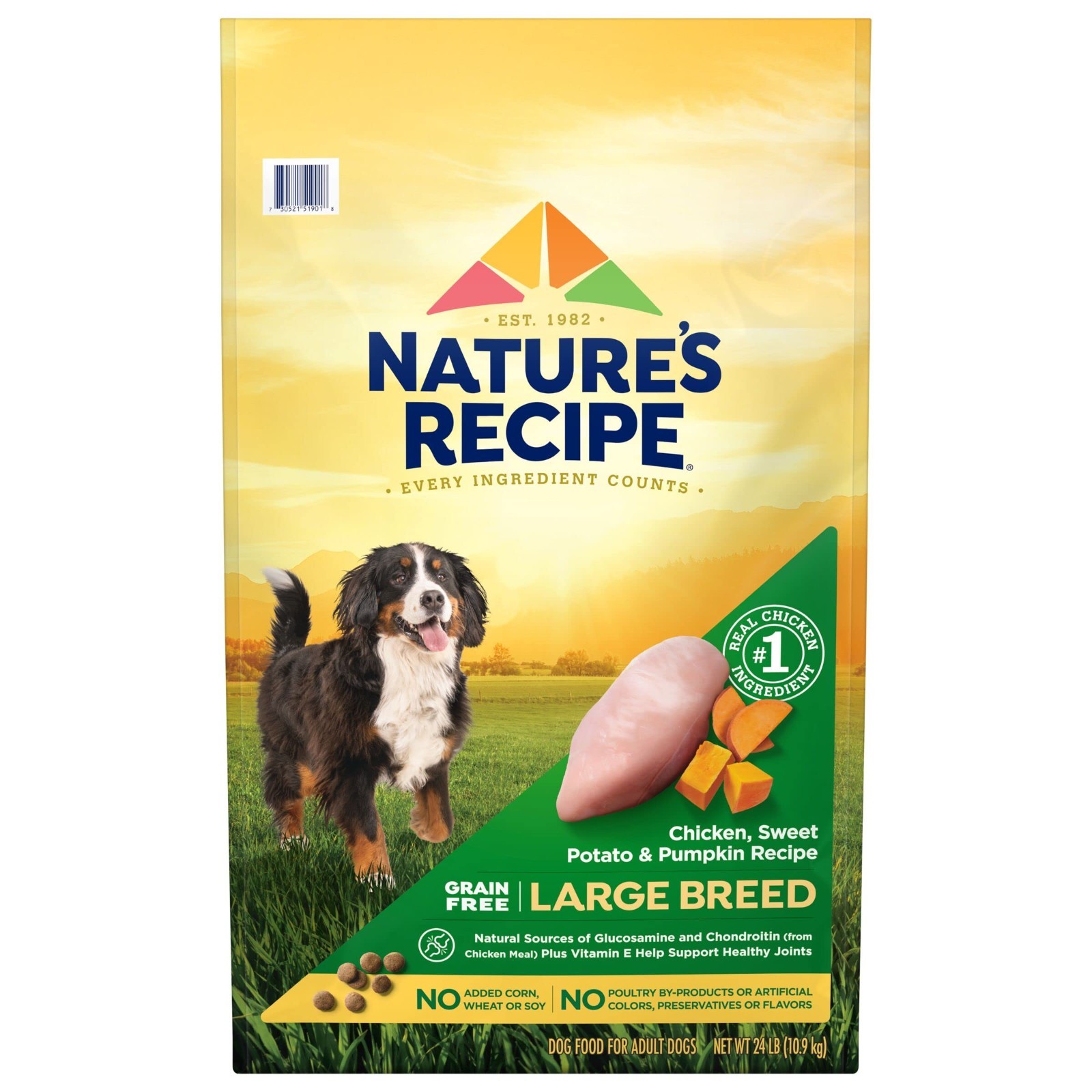 Nature’s Recipe Grain Free Large Breed Chicken,Sweet Potato& Pumpkin Recipe,24lb