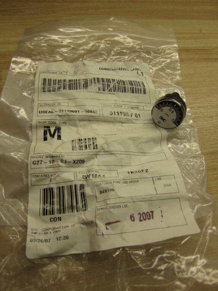 SMC G27-10-B1-X209 Pressure Gauge