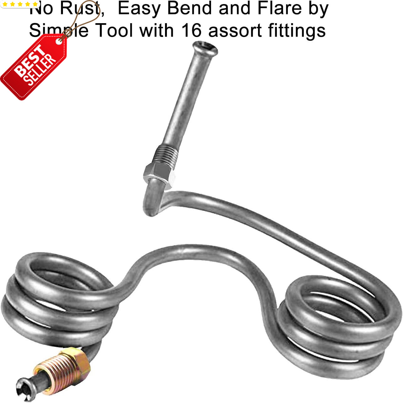 25Ft 3/16″ Brake Line Kit Zinc Steel Tubing w/ 16 Fittings for Car Truck SUV – U