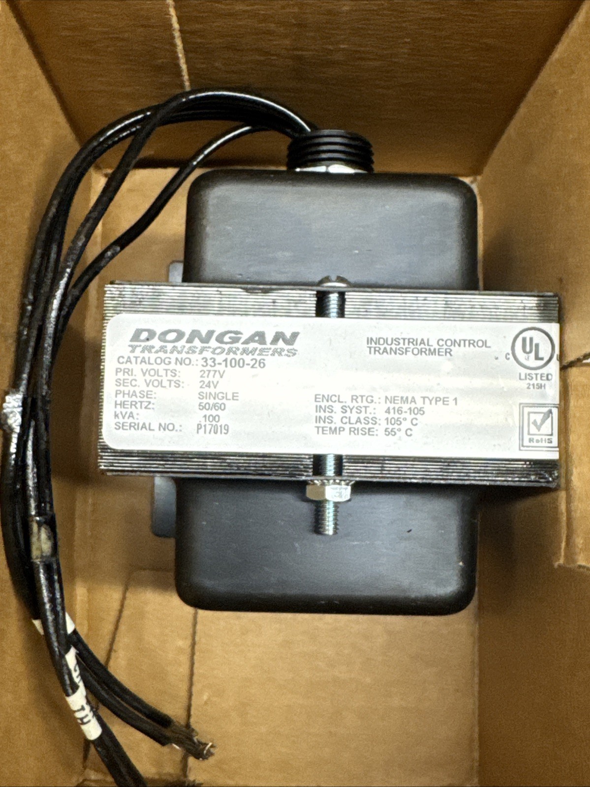 Dongan 33-100-26-U 277X24 100VA NEMA 1 ENC Transformer