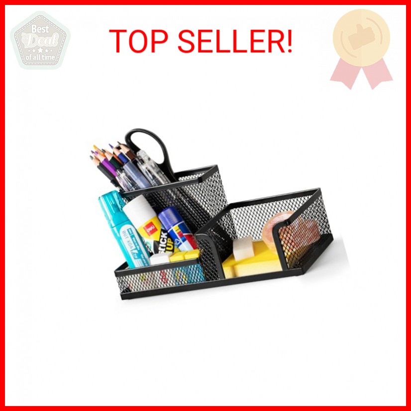 deli Mesh Desk Organizer Office Supplies Caddy with Pencil Holder and Storage Ba
