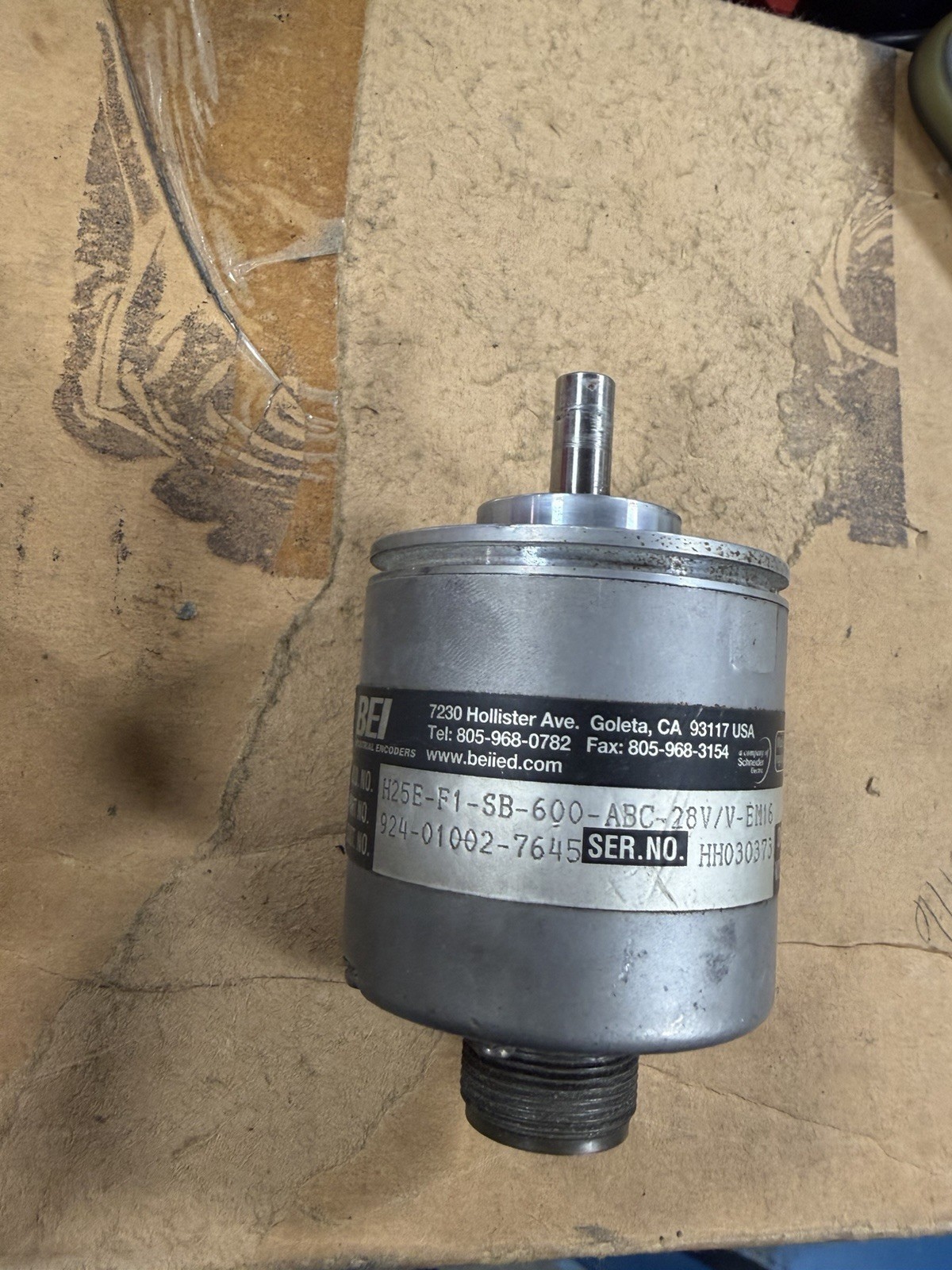 BEI SENSORS H25E-F1-SB-600-ABC-28V/V-EM16 ENCODER USED