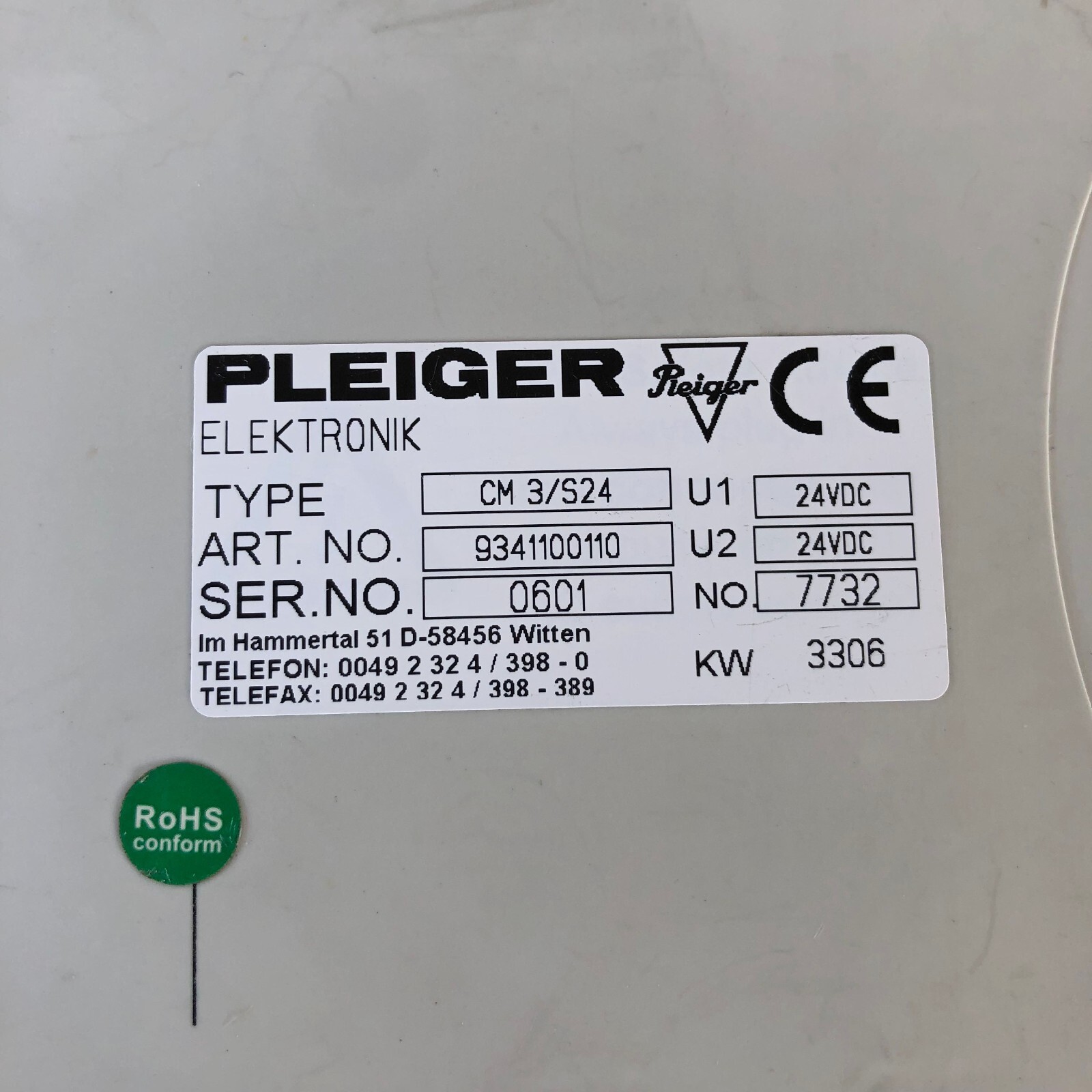 Pleiger CM3/S24 EHS Control Module 9341100110