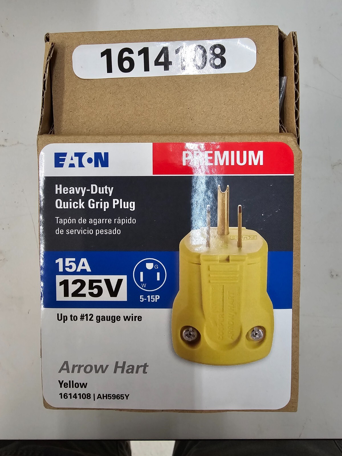 (BOX OF 10) Eaton AH5965Y Arrow Hart HD Quick Grip Straight Blade Plug