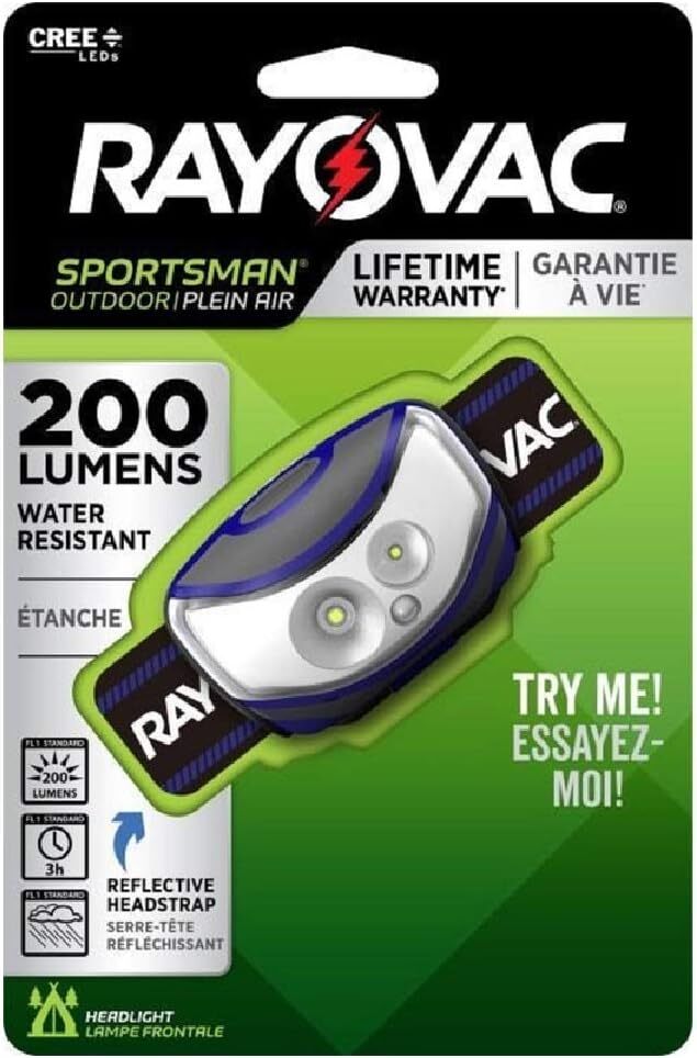 Rayovac SPPHL3AAA-BXA LED Headlamp Battery Powered Water Resistant