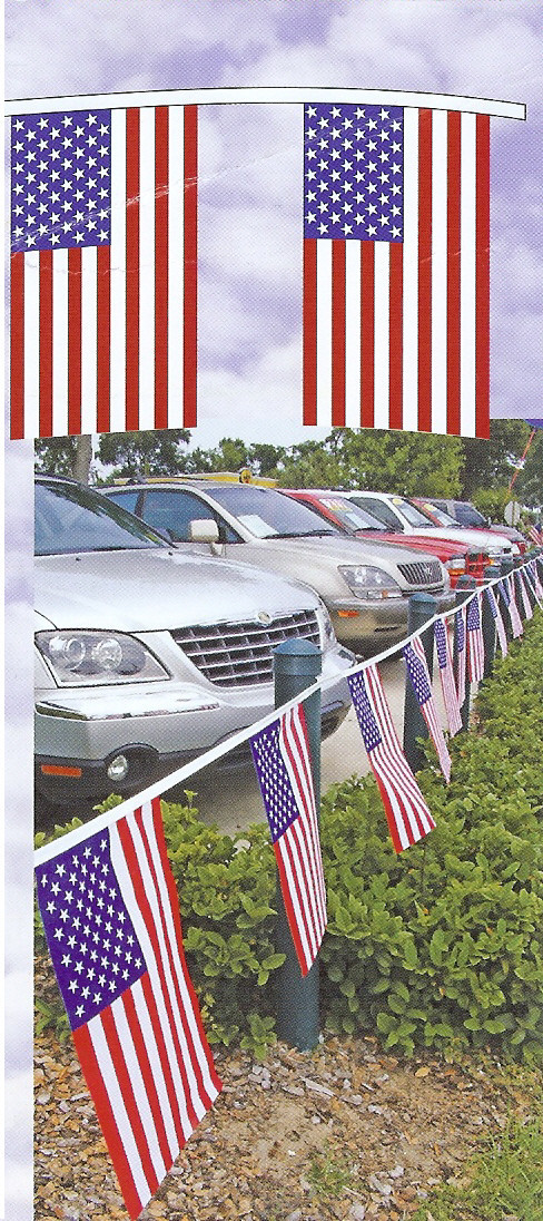 American Flag Pennant String 50′, Super Strong Dura-Knit Cloth Flags, 12″x18″ ea