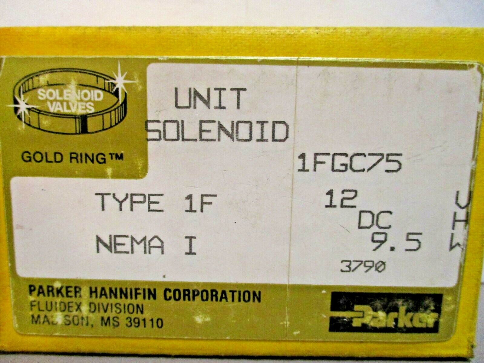 Parker 04F20C2118A1F Unit Valve 1/4 x 9/32 with 1FGC75 Type 1F 12vdc Solenoid