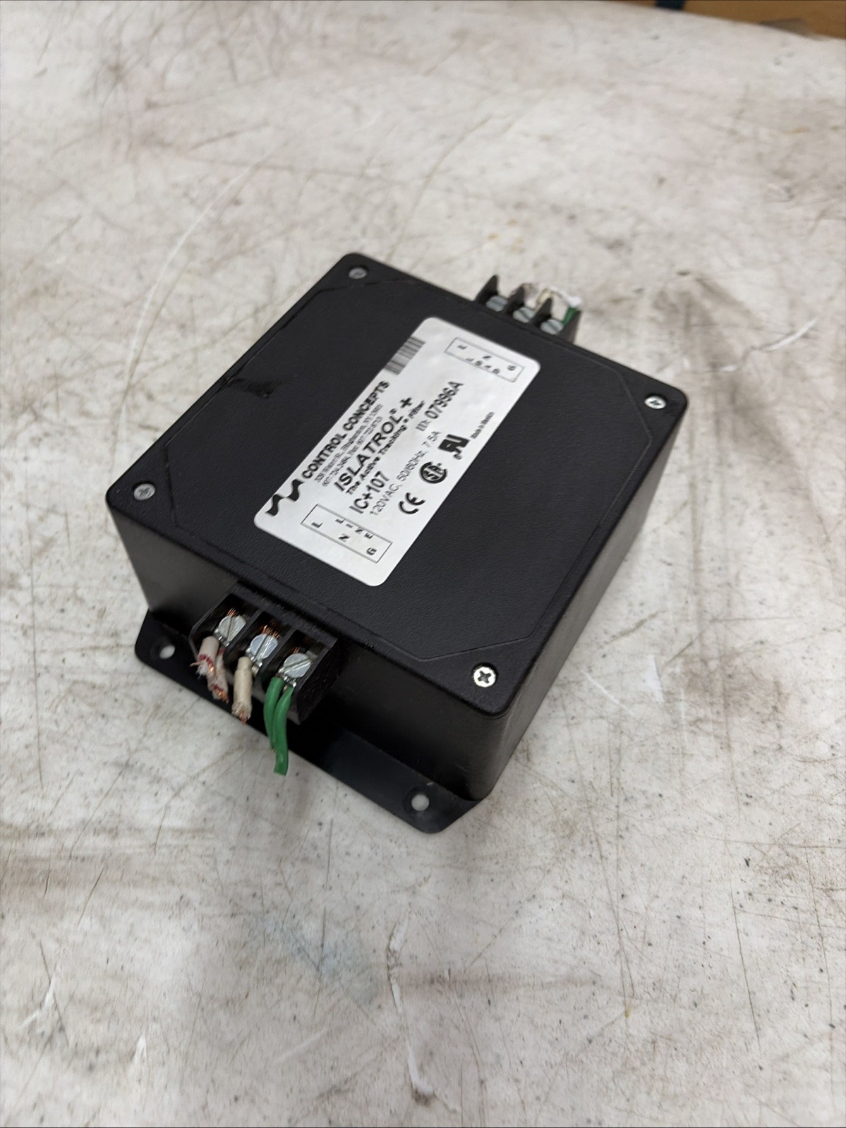 Used CONTROL CONCEPTS IC+107 ACTIVE TRACKING FILTER 120VAC 50/60HZ 7.5A