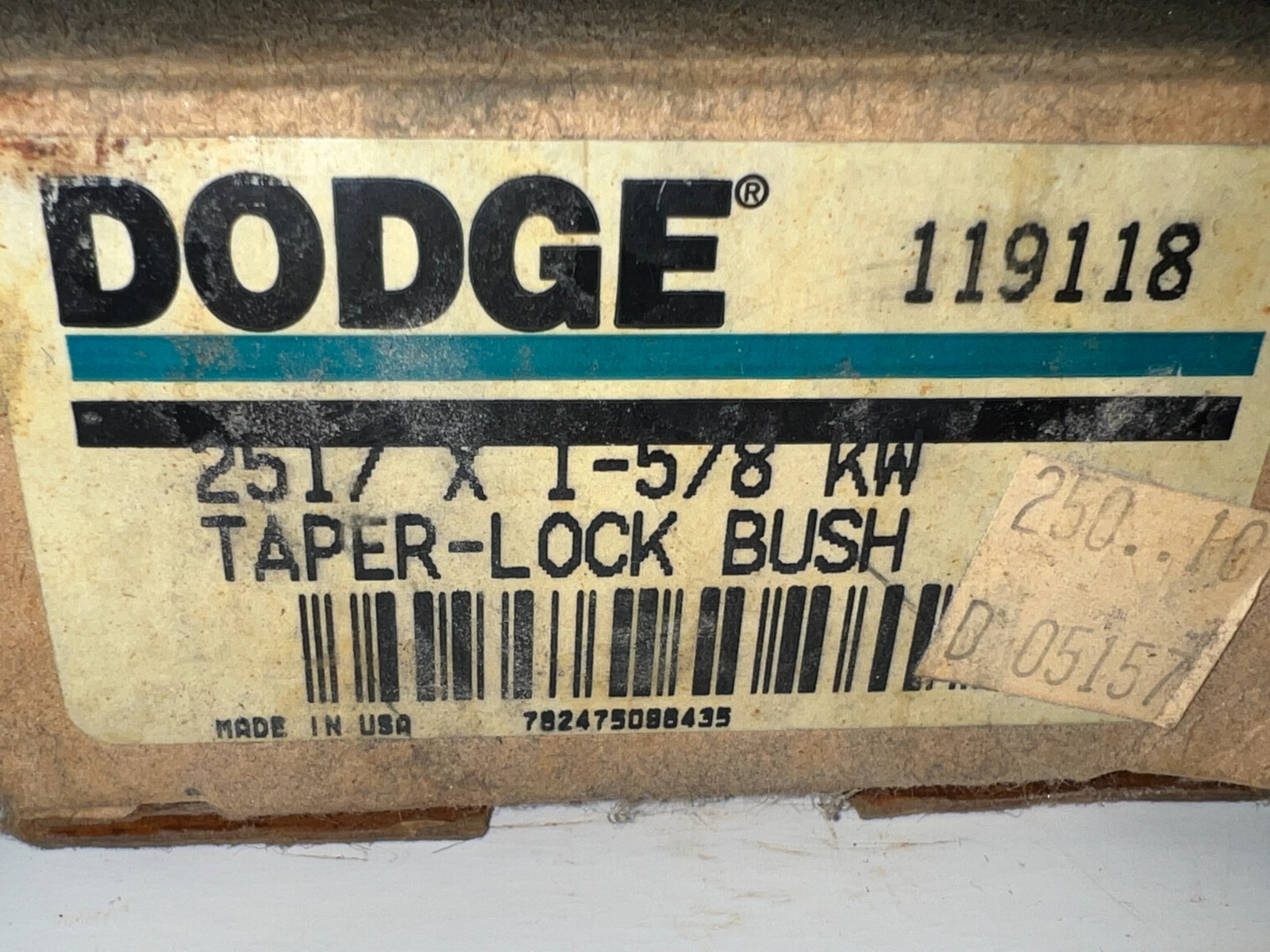 BALDOR DODGE TAPER LOCK BUSHING 119118 SERIES 2517 1-5/8″ BORE 3.38″ OD
