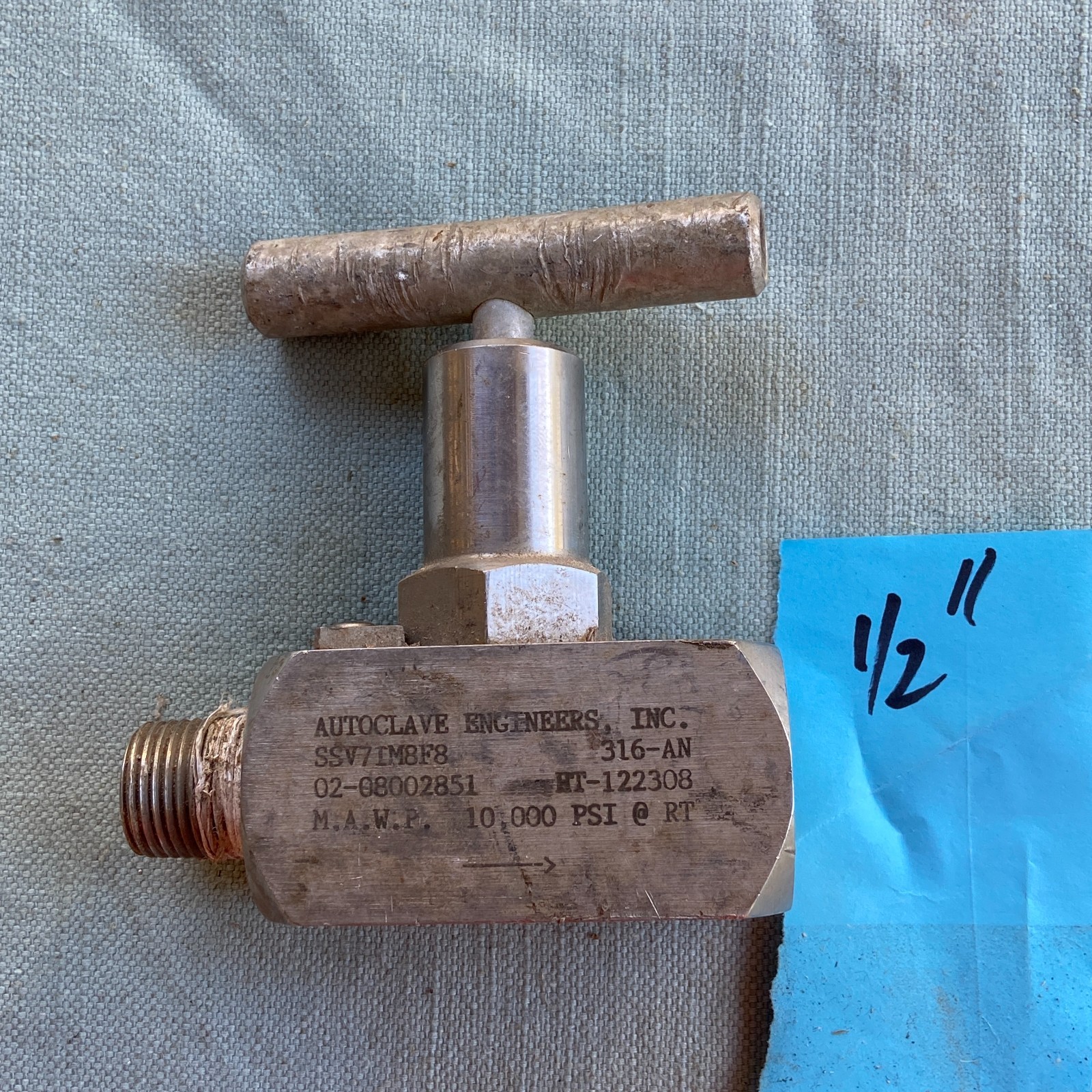Autoclave Engineers Valve SSV7IM8F8 316-AN 10,000 PSI @ RT MAWP 02-08002851 1/2”