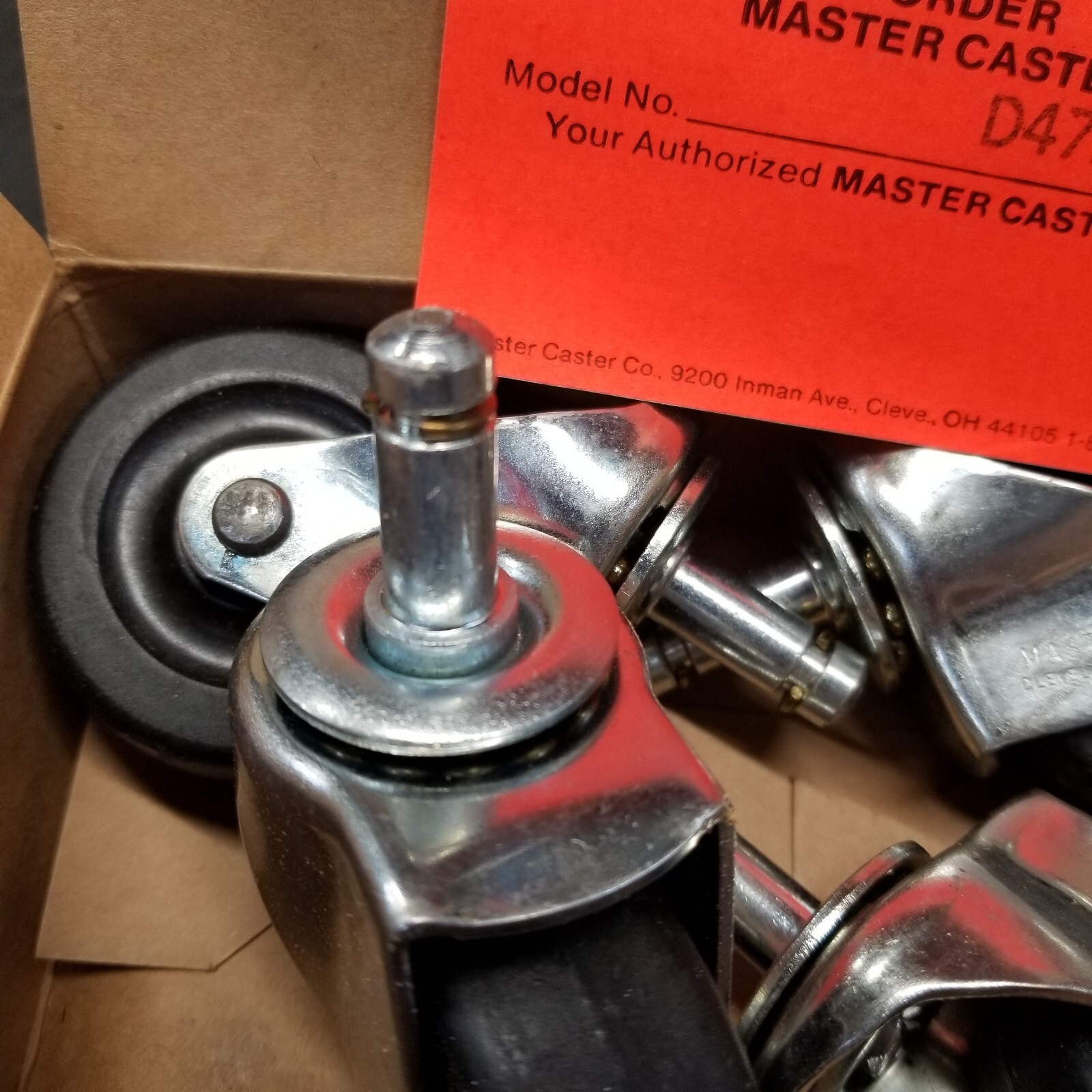 NOS Master Caster Standard Casters 4 Set Zinc Finish D472AS-G-ZN 32001