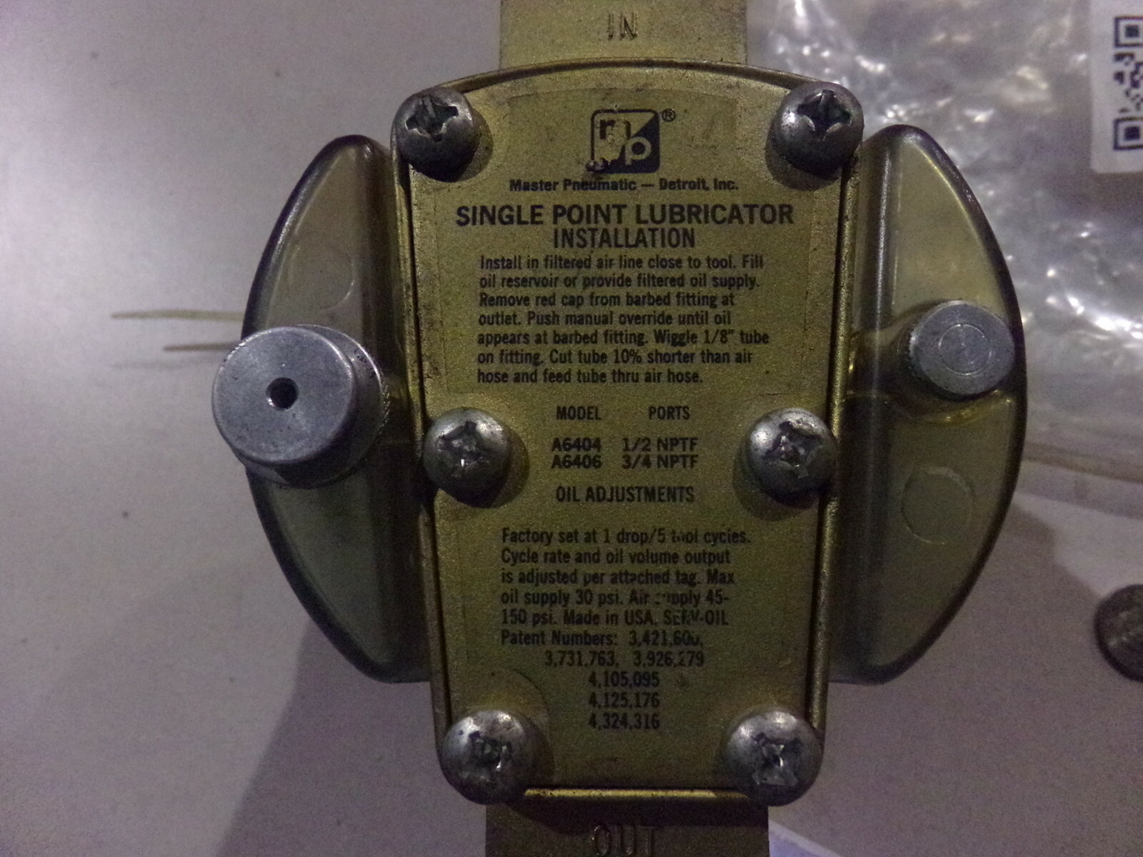 Master Pneumatics A6404 Single Point Lubricator *FREE SHIPPING*