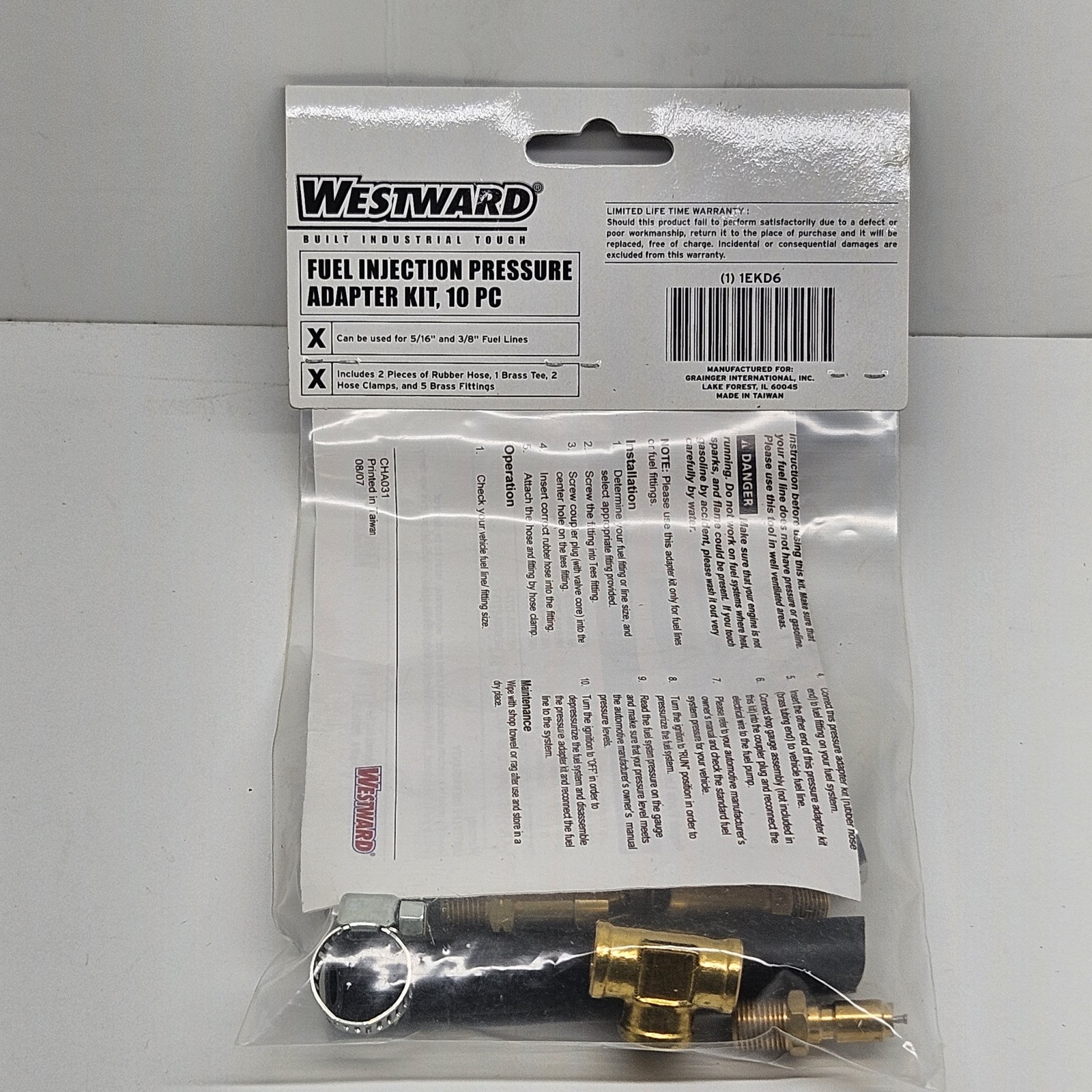 Westward Fuel Injection Pressure Adapter Kit, 10PC 1EKD6 New