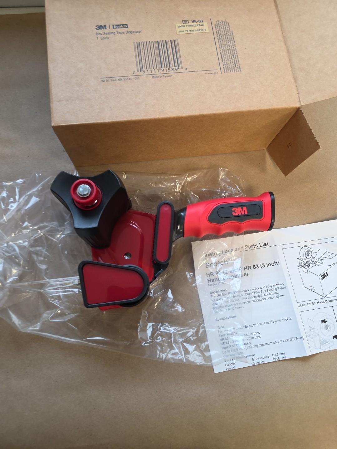 Scotch HR83 Handheld Tape Dispenser, 3 in Max. Tape Width. 5 1/8 in Ta
