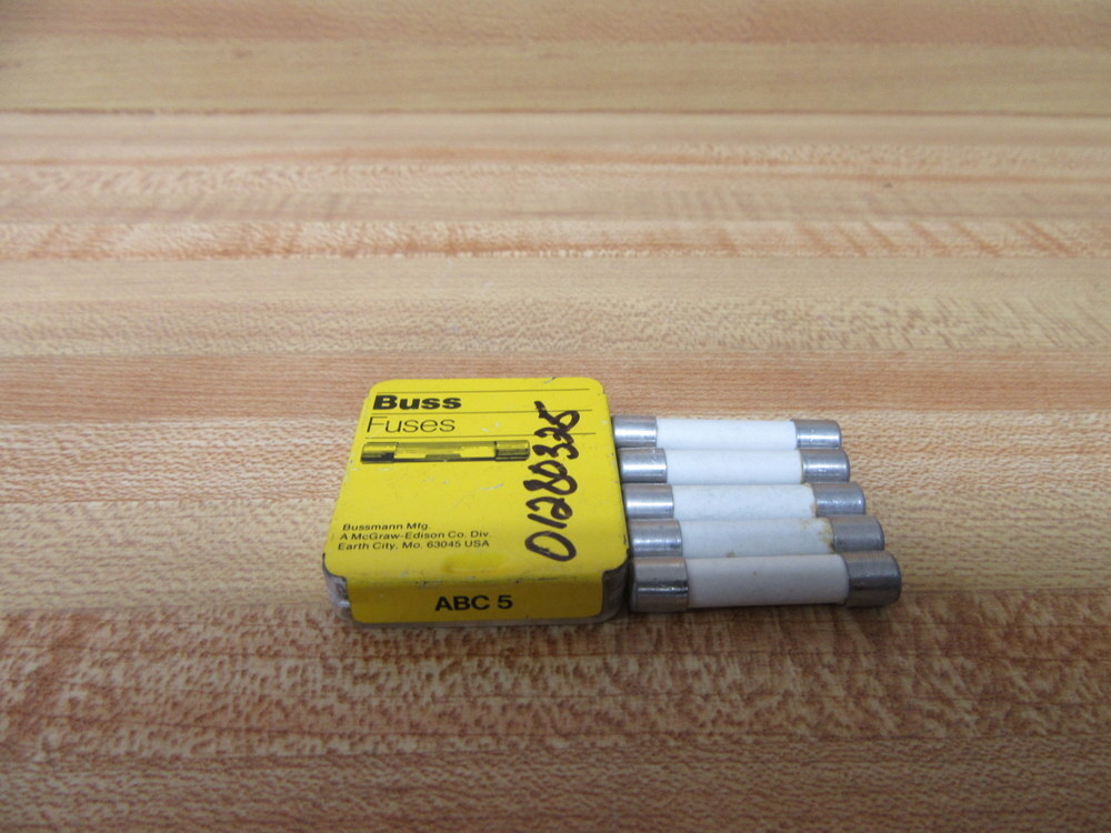 Buss ABC-5 Bussmann Fuse Cross Ref 6F043 White (Pack of 10)