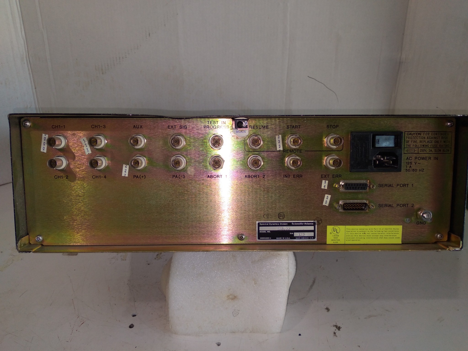 SCIENTIFIC-ATLANTA SD1800 SPECTRAL DYNAMICS DIVISION 125V 1A 50/60HZ