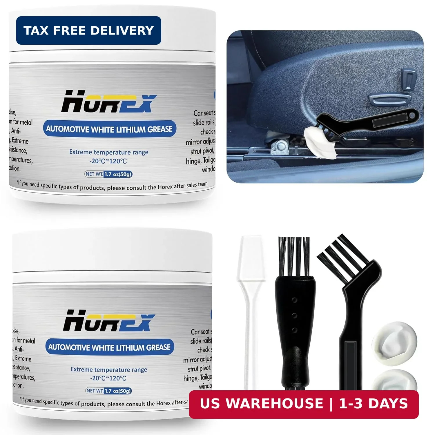 2pcs Automotive White Lithium Grease 3.53oz Multi-Purpose 50 grams (2-Pack)