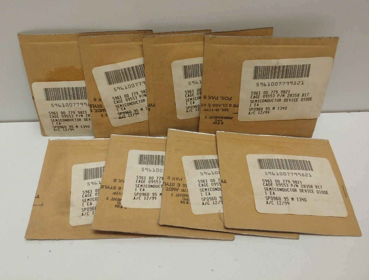LOT OF 8 NEW! MIL-SPEC SEMICONDUCTOR DIODE DEVICES 5961-00-779-9821 28358-817