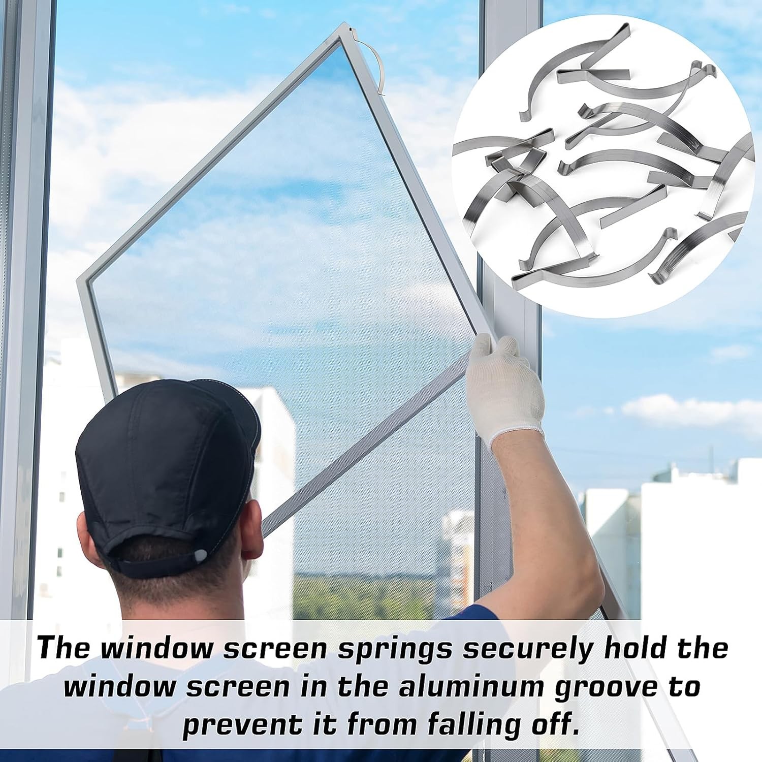 50 Pcs Window Screen Tension Spring, Durable Corner Mount Flat Silver