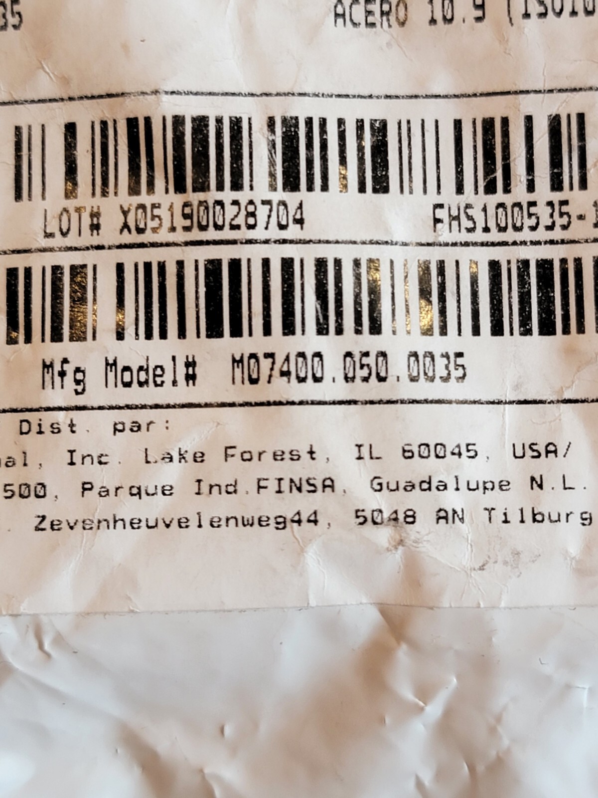 GRAINGER APPROVED M07400.050.0035 ScktFltHdScrw,Steel,M5-0.8,35mm L,PK100 6DU60