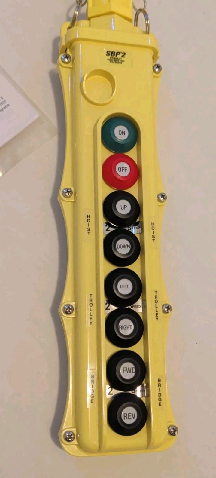 Magnetek SBP2-8-WBS Pendant 8-Button w/ On/Off + Attached Cable Harting Pg21