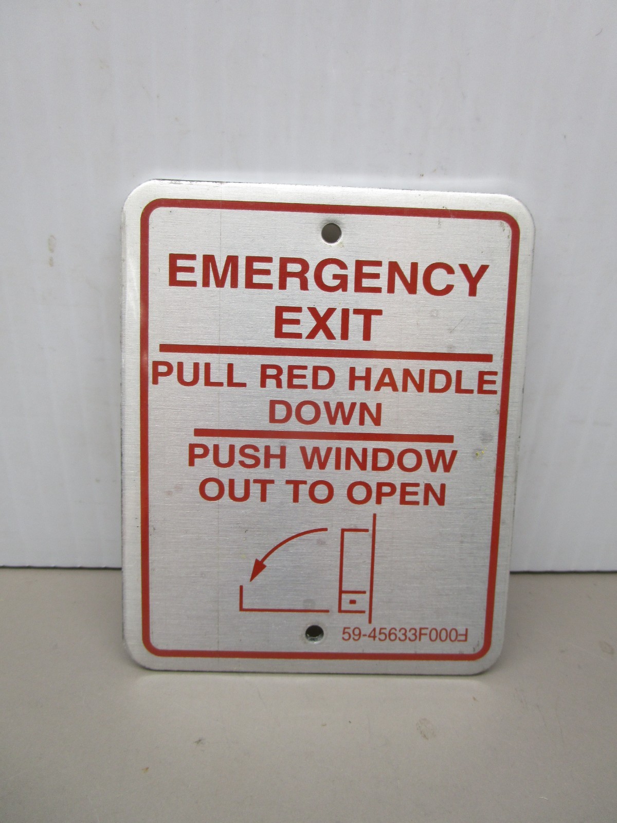Gillig 59-45633-000 Emergency Exit Instruction Placard Panel