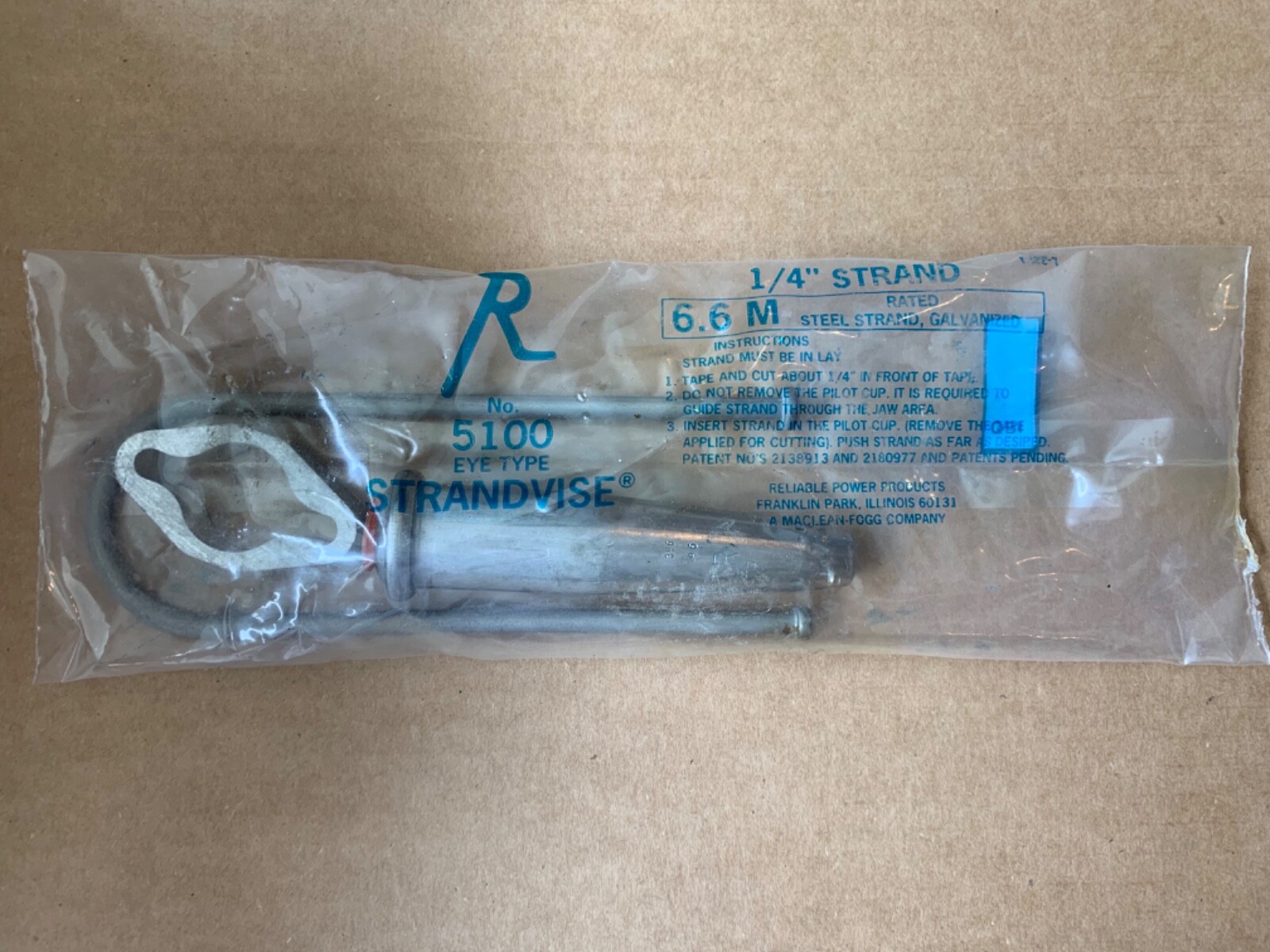 RELIABLE MACLEAN POWER SYSTEMS #5100 Eye Type Strandvise 1/4