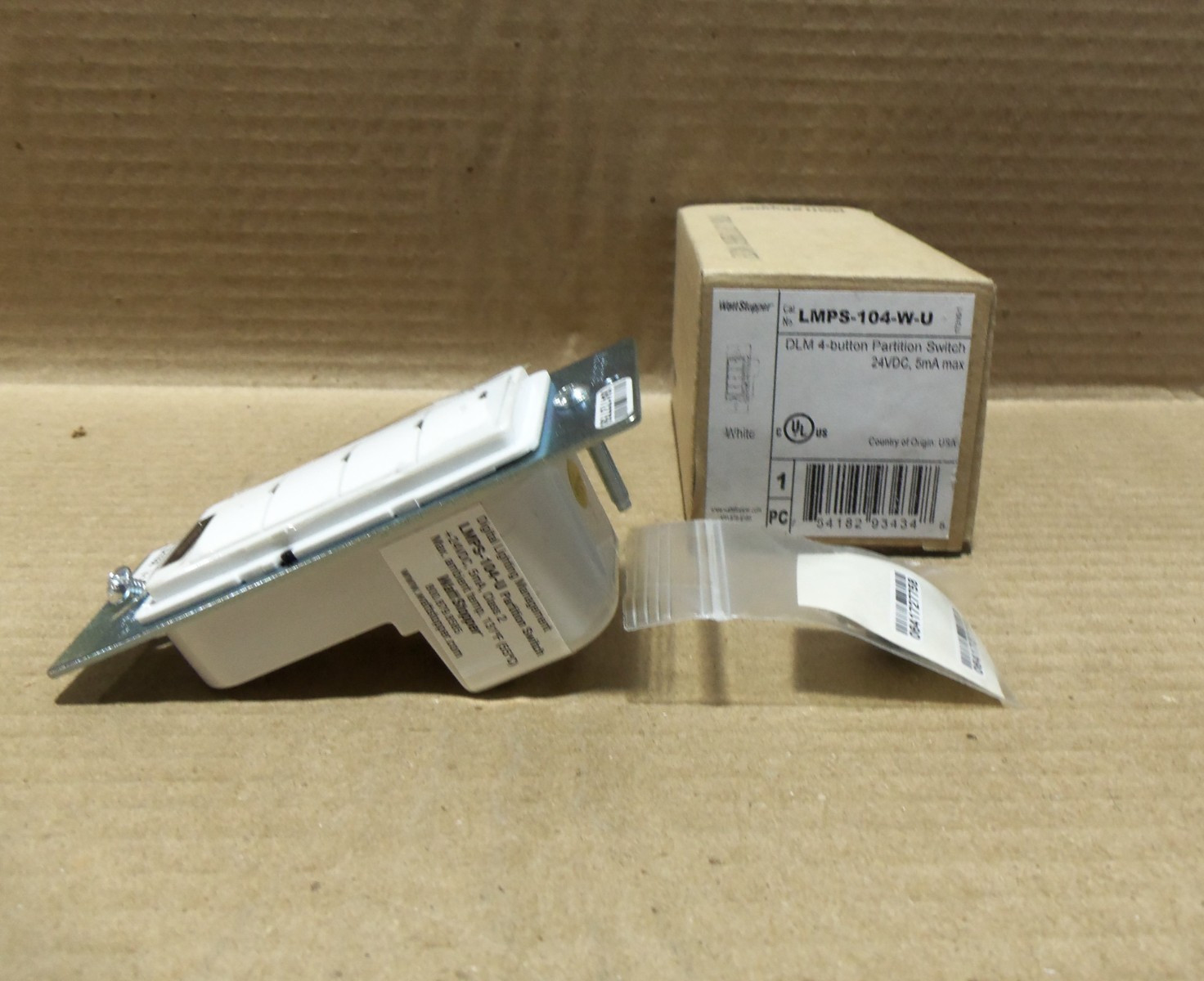 New Lutron LMPS-104-W-U DLM 4 Button Partition Switch 24Vdc 5mA Max