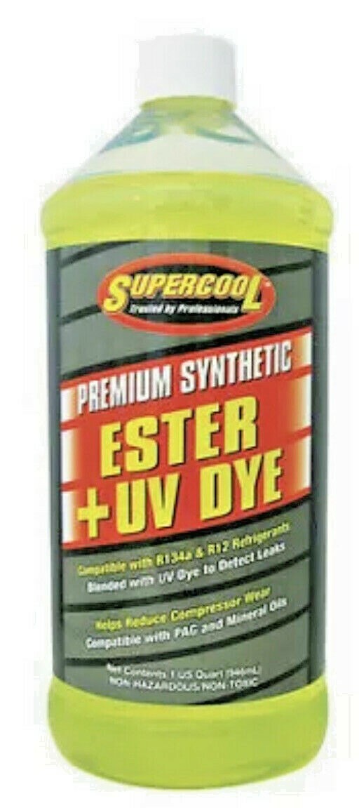 Supercool E32oz A/C Compressor Ester Oil Lubricant with UV Dye Plastic